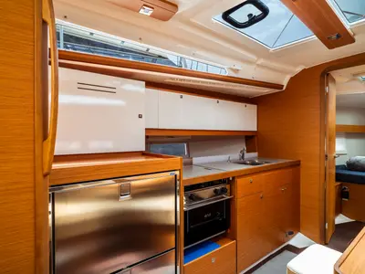 Galley of Rosa, a Dufour 390 Grand Large sailboat at Olbia, Italy