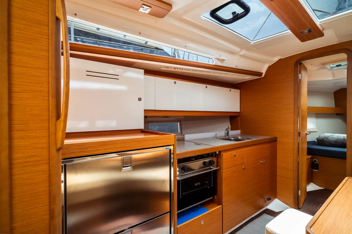 Galley of Rosa, a Dufour 390 Grand Large sailboat at Olbia, Italy
