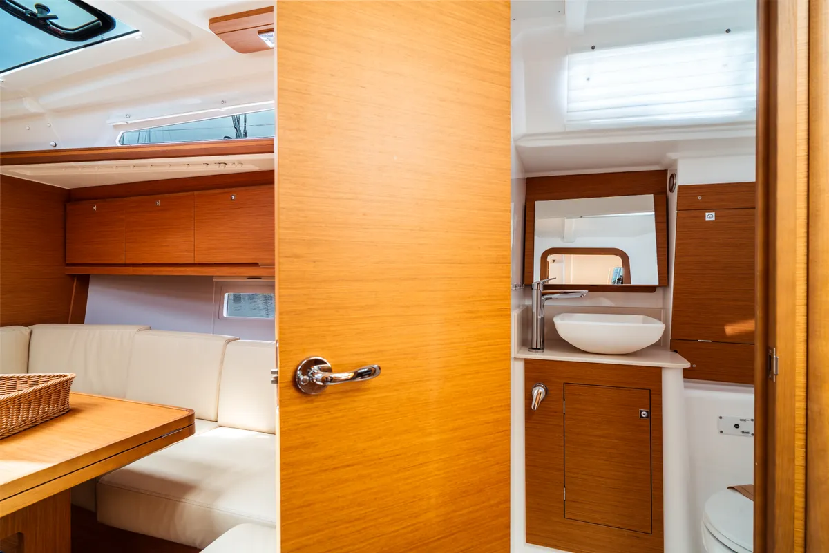Rosa, a Dufour 390 Grand Large sailboat at Olbia, Italy