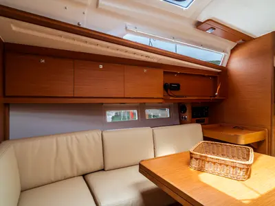 Salon of Rosa, a Dufour 390 Grand Large sailboat at Olbia, Italy