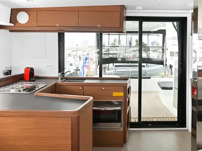 Galley of Nami, a Lagoon 42 catamaran at Athens, Greece