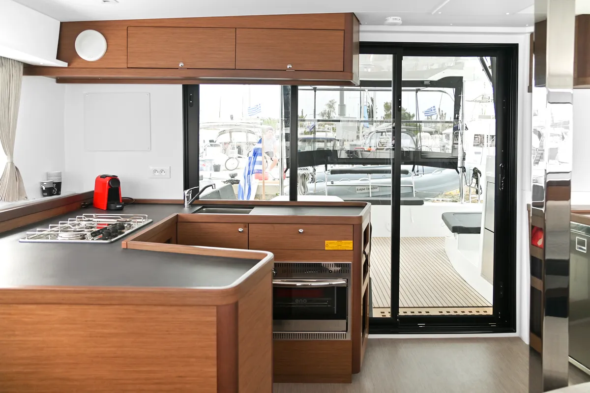 Galley of Nami, a Lagoon 42 catamaran at Athens, Greece