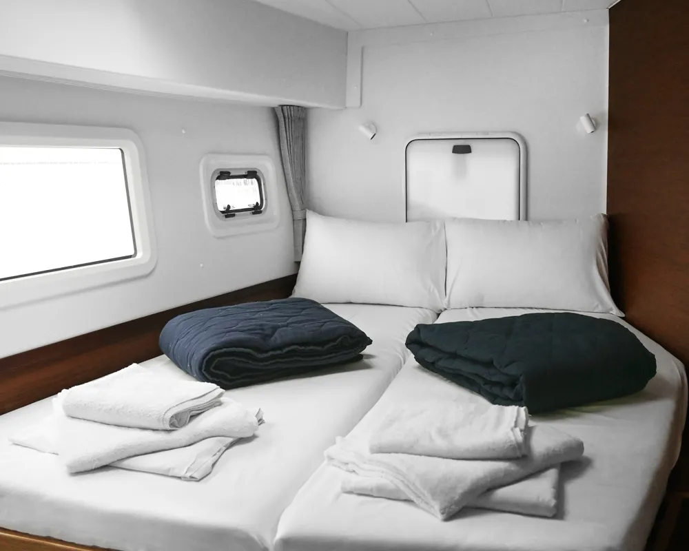 Cabin on Nami, a Lagoon 42 catamaran at Athens, Greece