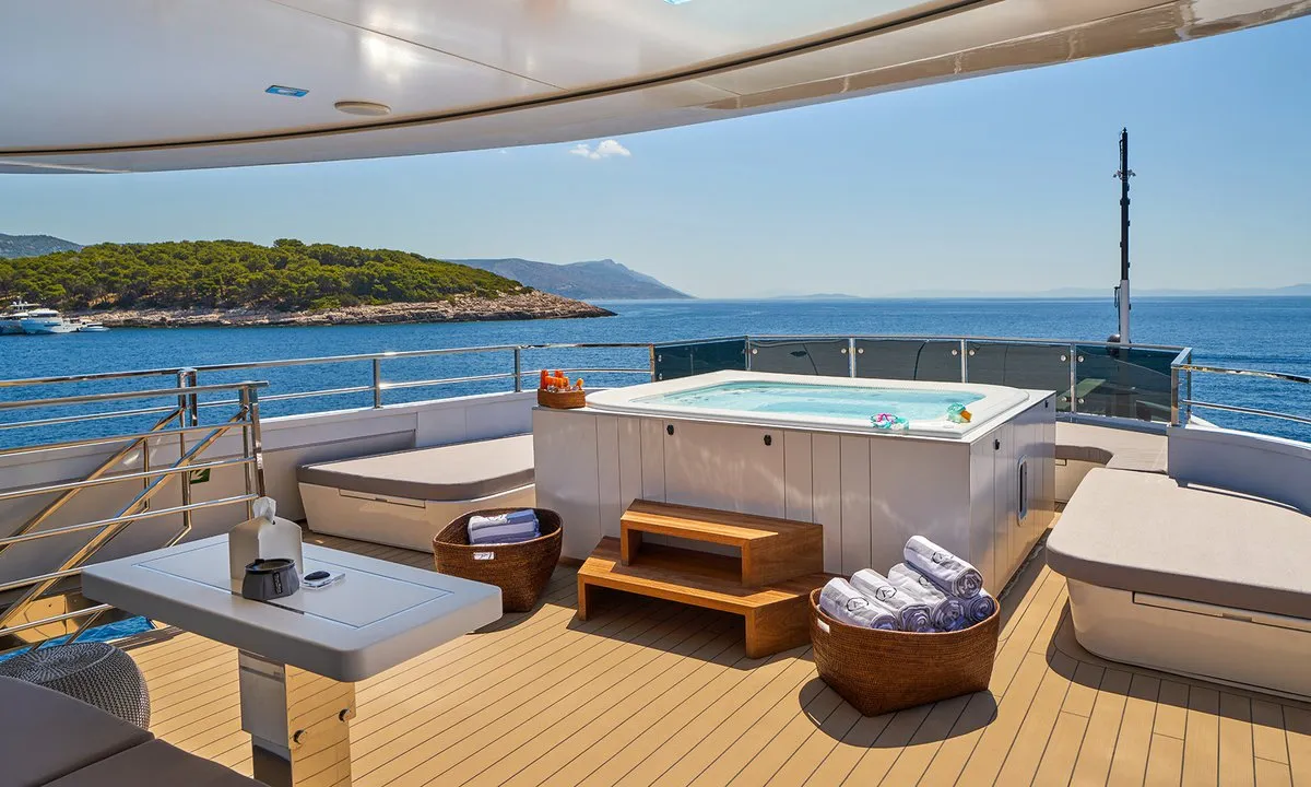 Deck of Argo, a Custom Made ICY 55 motor yacht at Split, Croatia