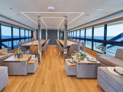 Salon of Argo, a Custom Made ICY 55 motor yacht at Split, Croatia
