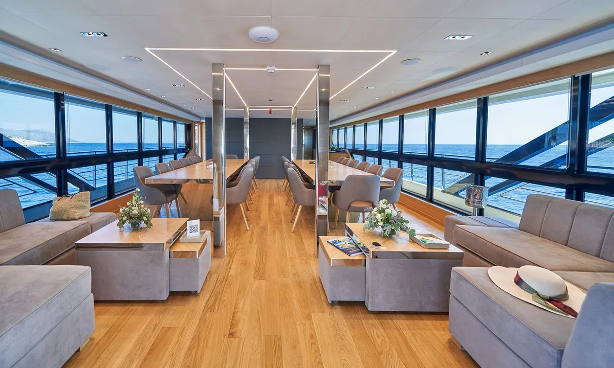 Salon of Argo, a Custom Made ICY 55 motor yacht at Split, Croatia