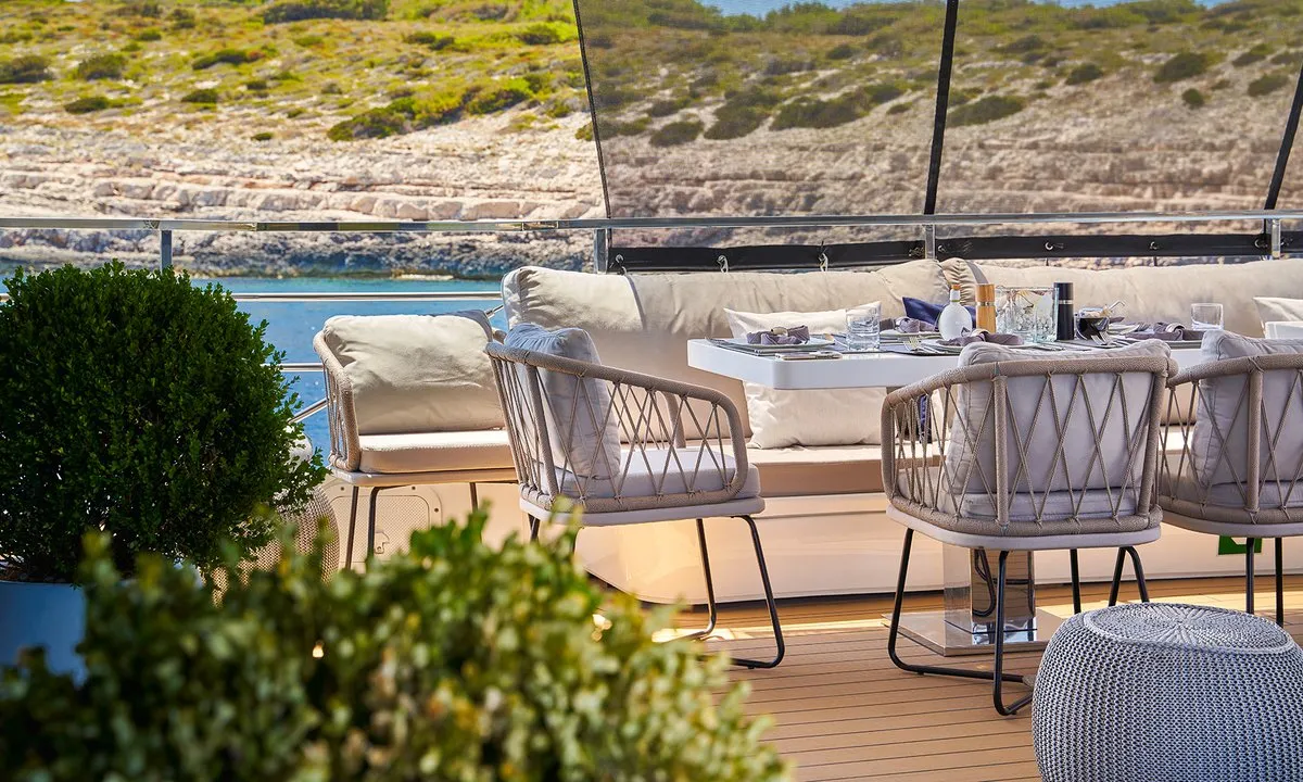 Deck of Argo, a Custom Made ICY 55 motor yacht at Split, Croatia