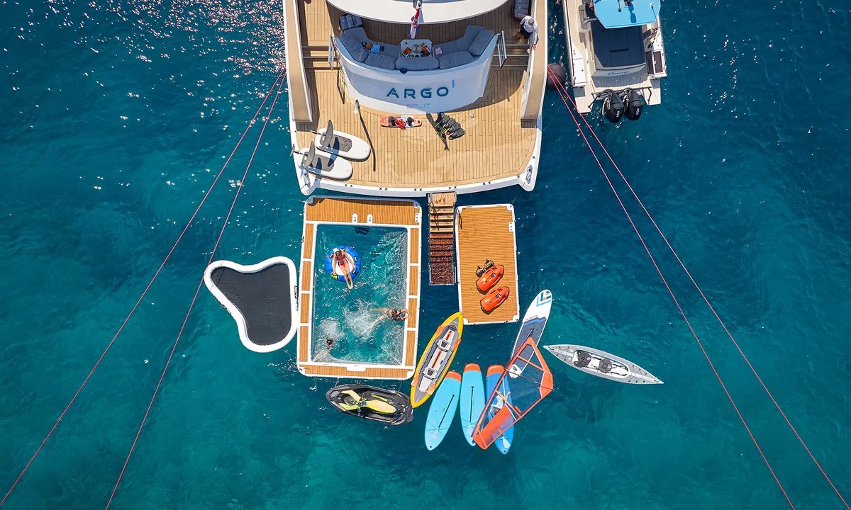 Deck of Argo, a Custom Made ICY 55 motor yacht at Split, Croatia