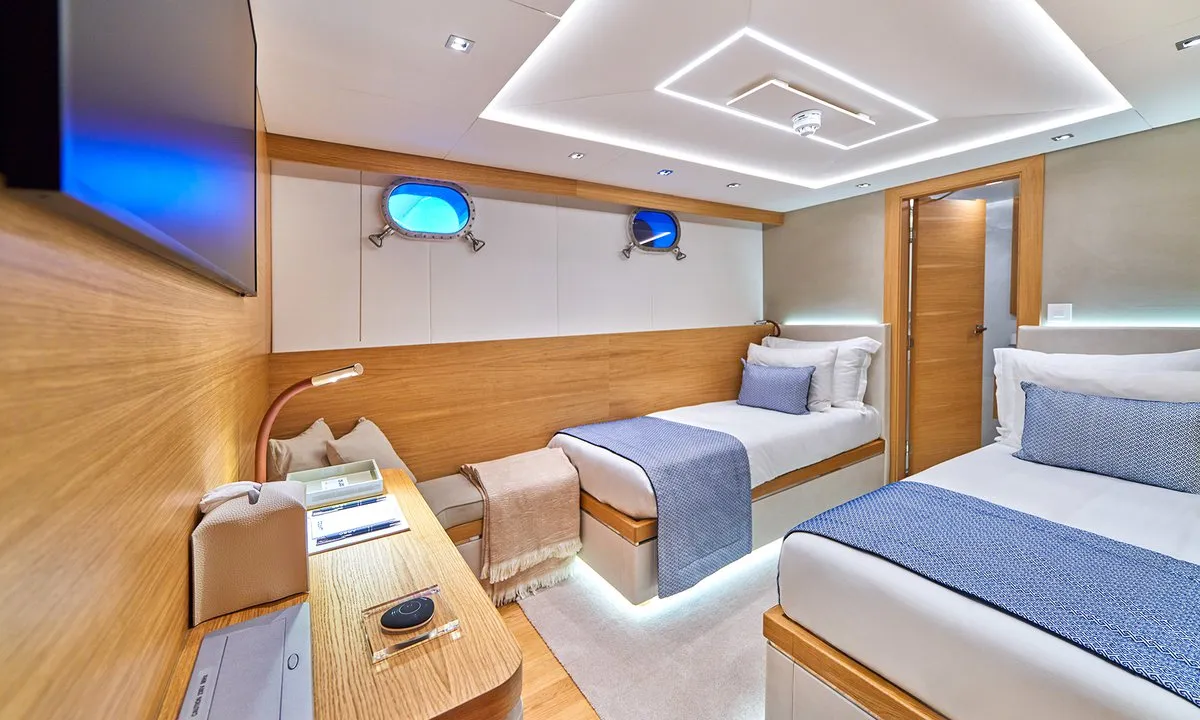 Cabin on Argo, a Custom Made ICY 55 motor yacht at Split, Croatia
