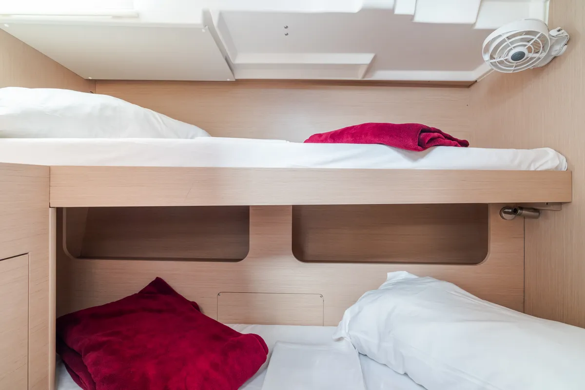 Cabin on Anfitrite, a Beneteau Oceanis 51.1 sailboat at Castellammare del Golfo, Italy