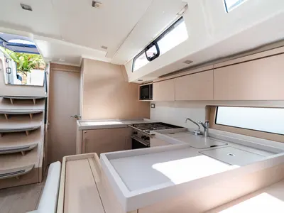 Galley of Anfitrite, a Beneteau Oceanis 51.1 sailboat at Castellammare del Golfo, Italy