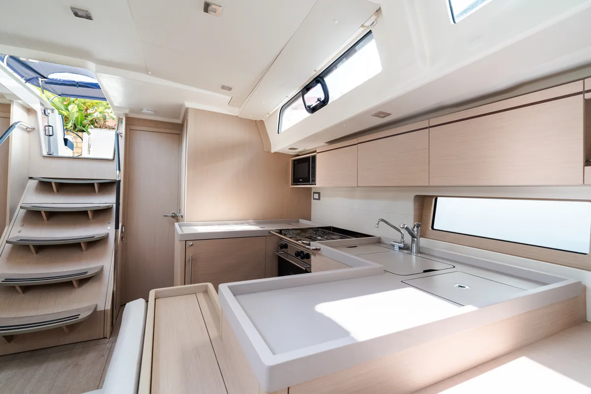 Galley of Anfitrite, a Beneteau Oceanis 51.1 sailboat at Castellammare del Golfo, Italy