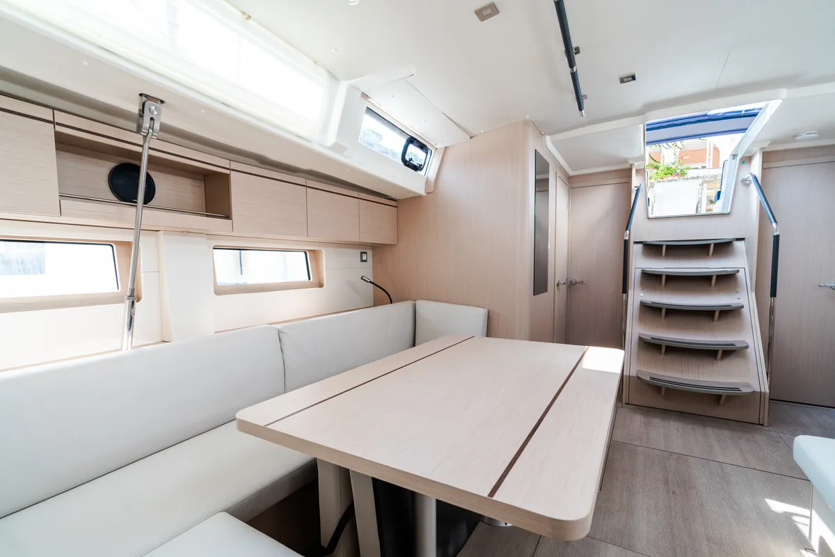 Salon of Anfitrite, a Beneteau Oceanis 51.1 sailboat at Castellammare del Golfo, Italy