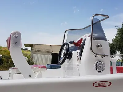 Cockpit of Nemo, a Gulet Blumax 19 Pro motorboat at Livorno, Italy