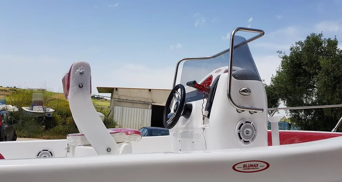 Cockpit of Nemo, a Gulet Blumax 19 Pro motorboat at Livorno, Italy