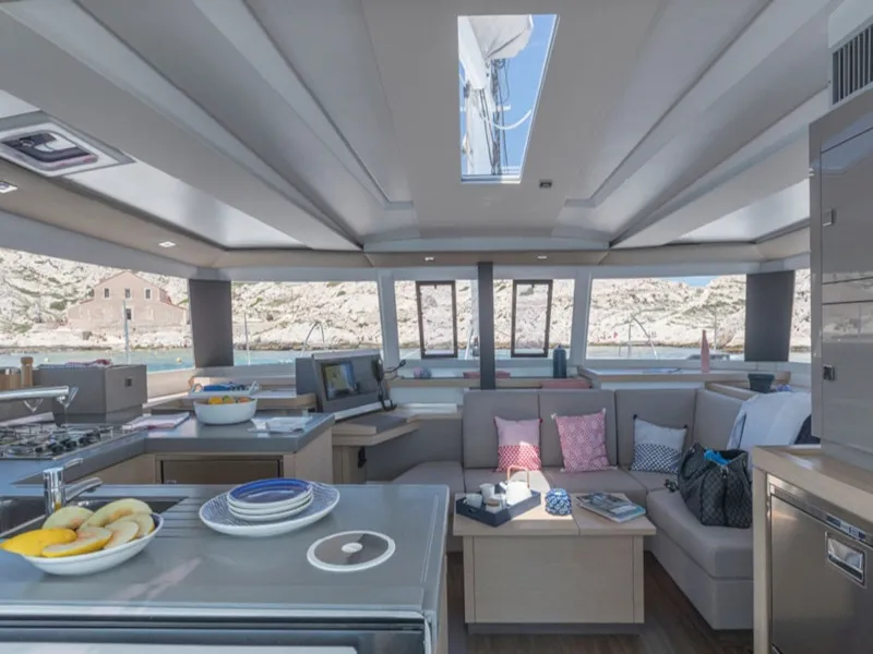 Salon of Orestes, a Fountaine Pajot Astréa 42 catamaran at Municipal Unit of Lefkada, Greece