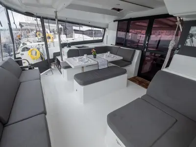 Salon of Orestes, a Fountaine Pajot Astréa 42 catamaran at Municipal Unit of Lefkada, Greece