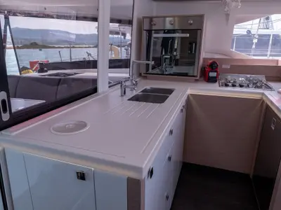 Galley of Orestes, a Fountaine Pajot Astréa 42 catamaran at Municipal Unit of Lefkada, Greece