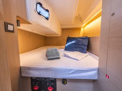 Cabin on Mercator, a Beneteau Oceanis 37.1 sailboat at Lefkada, Greece
