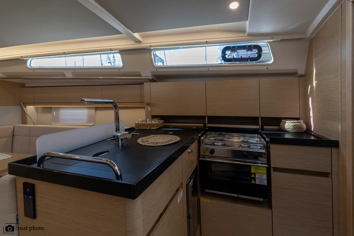 Galley of Tecla, a Hanse 388 sailboat at Cannigione, Italy