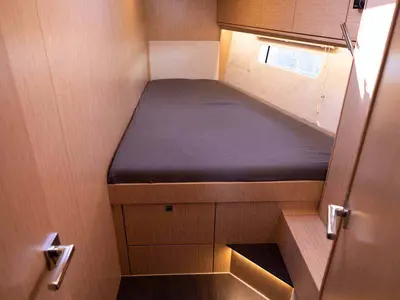 Cabin on Sealark, a Bavaria C46 sailboat at Figari/Golfo Aranci, Italy