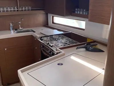 Galley of Stefano, a Beneteau Oceanis 40.1 sailboat at Parikia, Greece