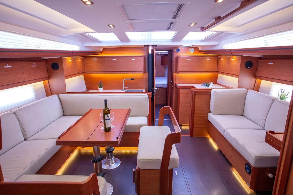 Salon of Nerthag, a Dufour 520 GL sailboat at Grad Pula, Croatia