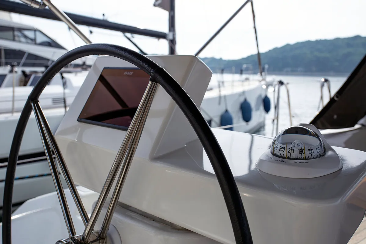 Cockpit of Nerthag, a Dufour 520 GL sailboat at Grad Pula, Croatia