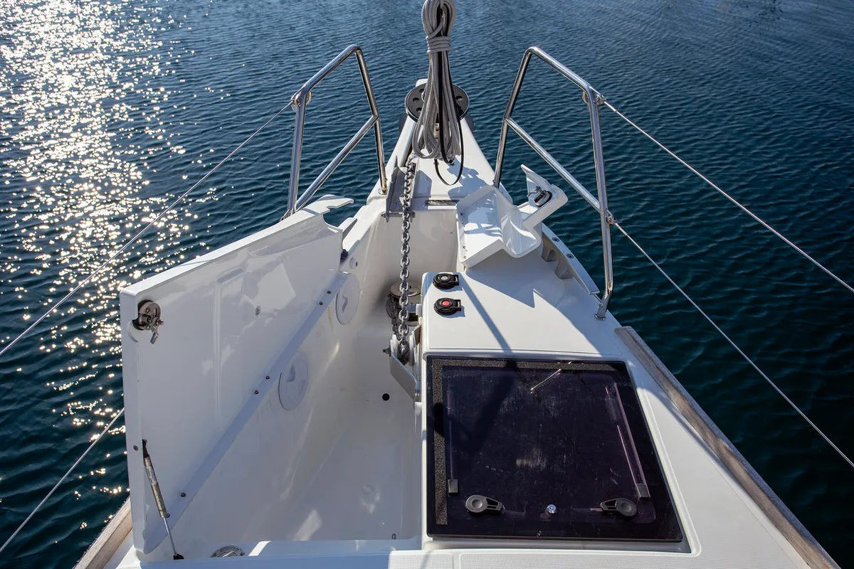 Deck of Nerthag, a Dufour 520 GL sailboat at Grad Pula, Croatia