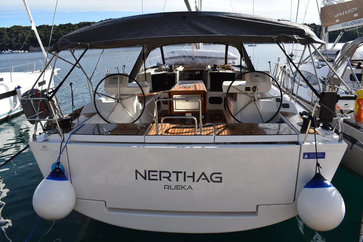 Exterior view of Nerthag, a Dufour 520 GL sailboat at Grad Pula, Croatia