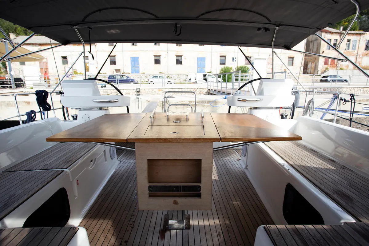 Cockpit of Nerthag, a Dufour 520 GL sailboat at Grad Pula, Croatia