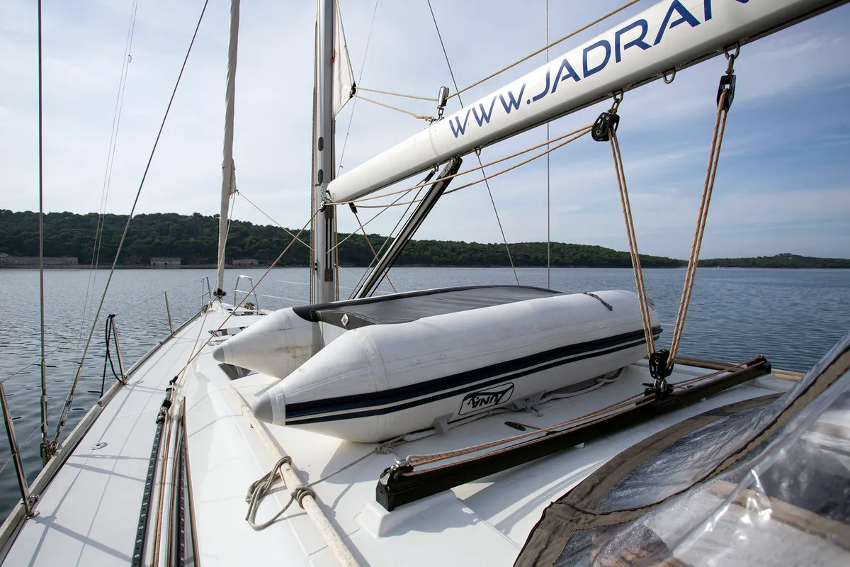 Deck of Nerthag, a Dufour 520 GL sailboat at Grad Pula, Croatia