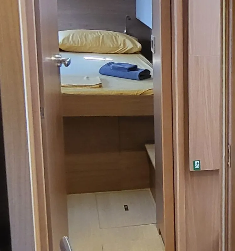Cabin on Love Sea, a Bali Catsmart catamaran at Capo d'Orlando, Italy