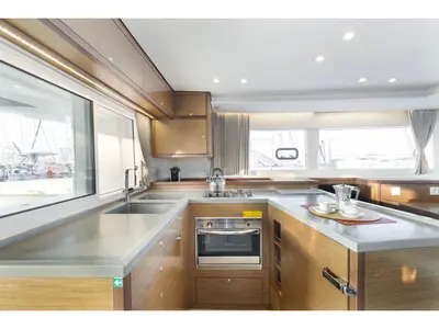 Galley of Cinzia, a Lagoon 450 Fly catamaran at Kos, Greece