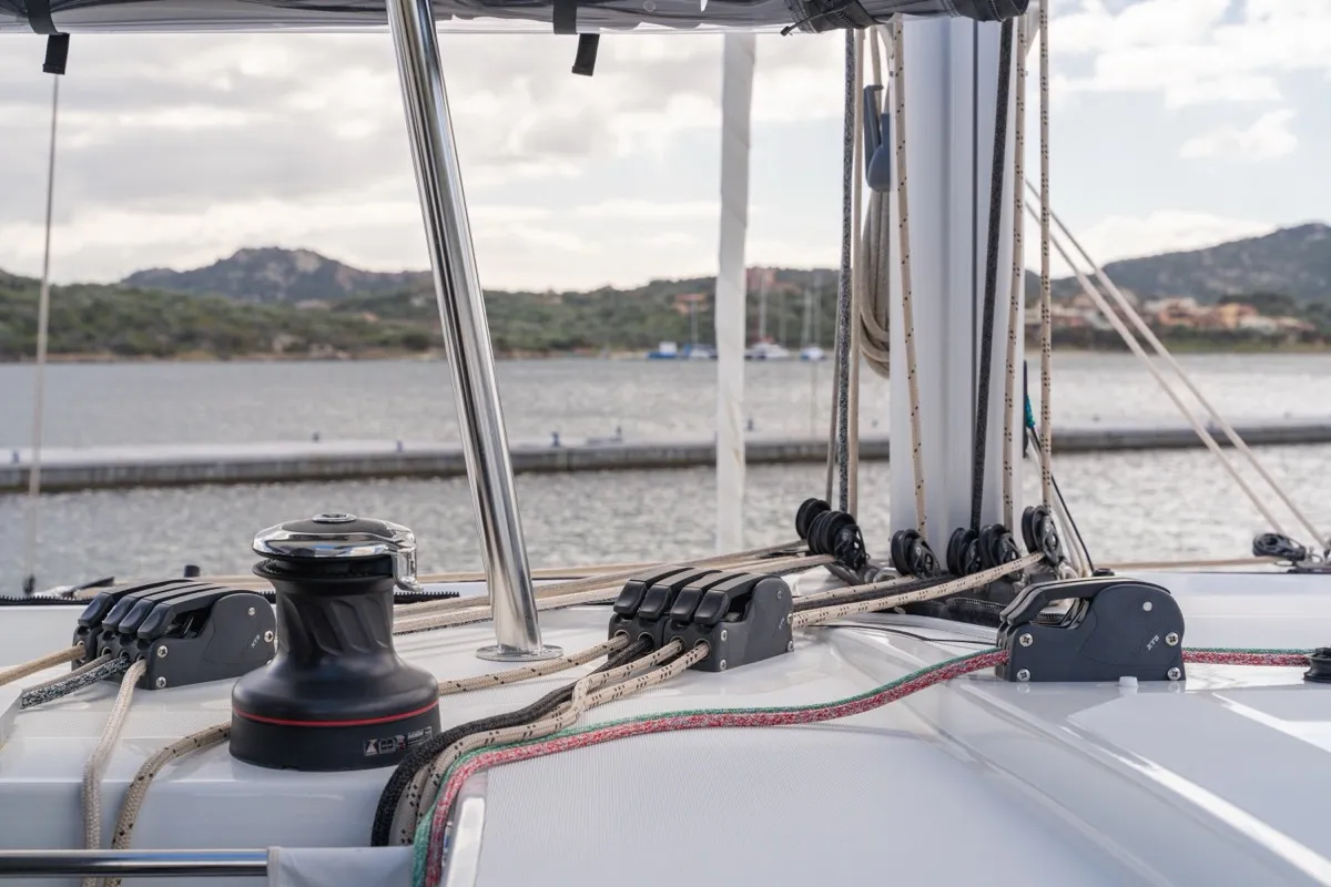 Arca 42, a Lagoon 42 catamaran at Olbia, Italy