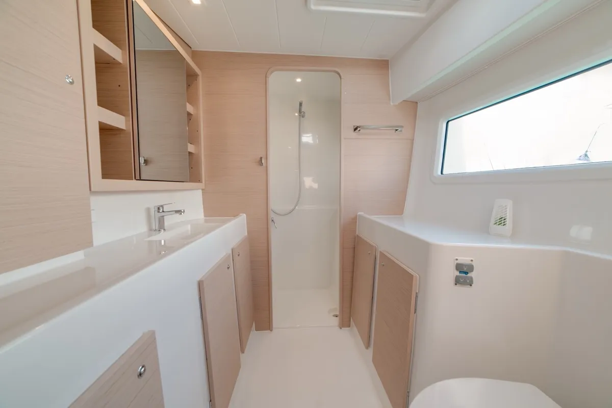 Head on Arca 42, a Lagoon 42 catamaran at Olbia, Italy