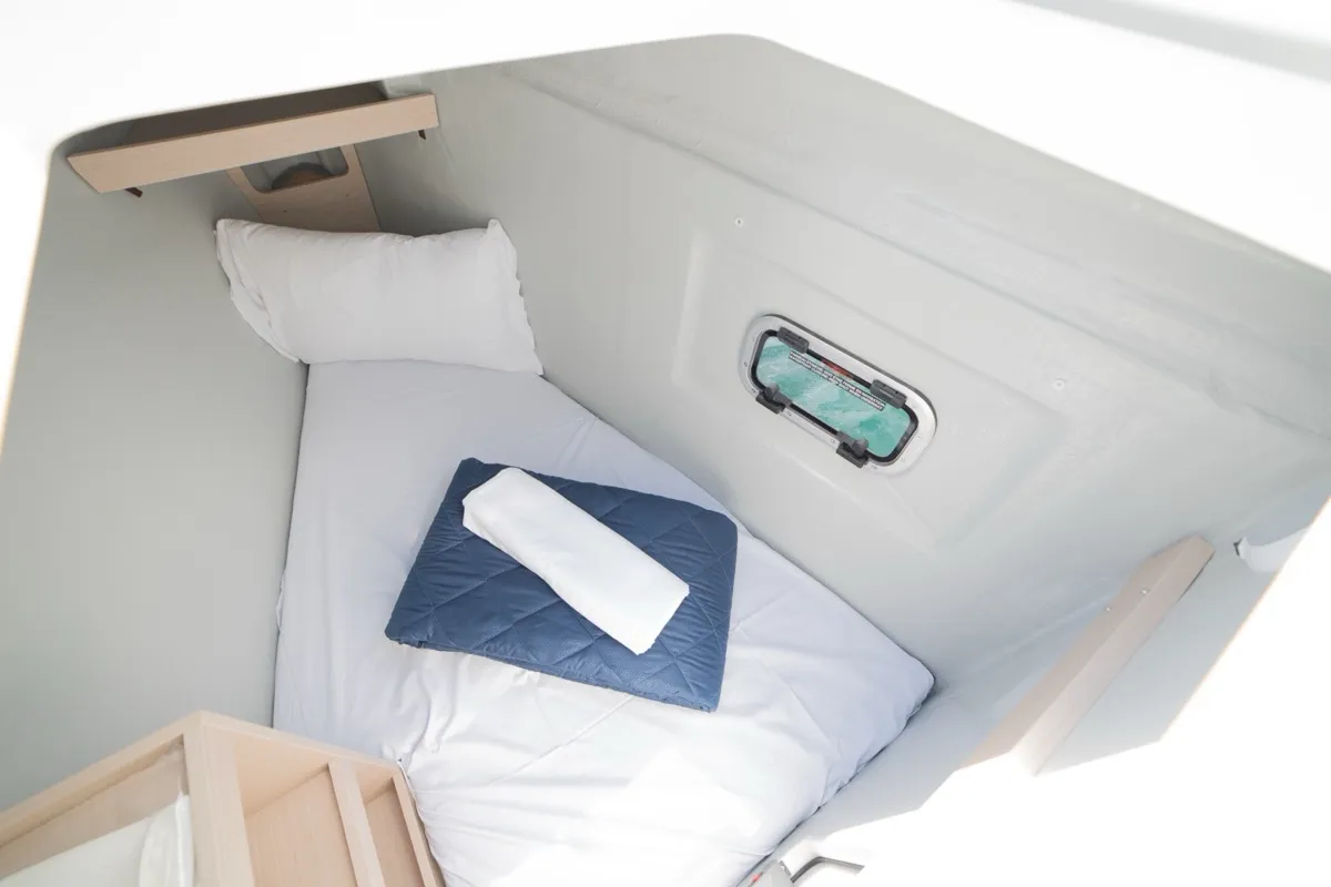 Cabin on Arca 42, a Lagoon 42 catamaran at Olbia, Italy