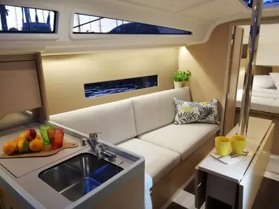 Salon of YODA, a Beneteau Oceanis 30.1 sailboat at Općina Medulin, Croatia
