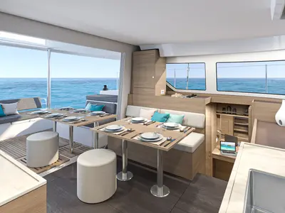 Salon of Blue Horizon, a Lagoon 38 catamaran at Seget Donji, Croatia