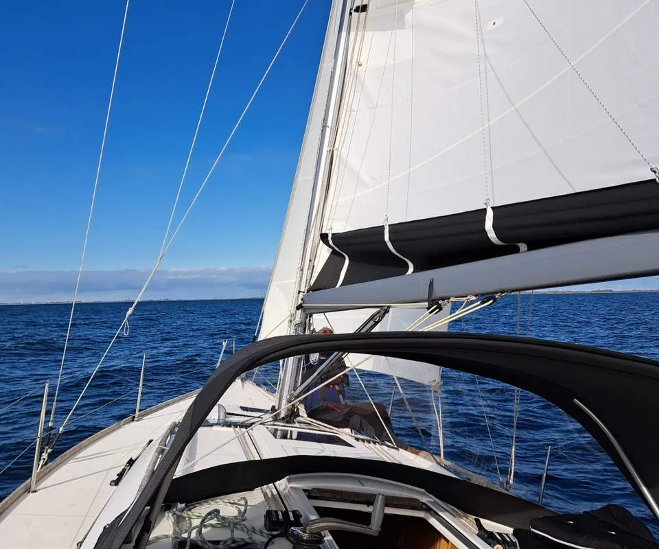 Deck of Salt, a Dufour 350 GL sailboat at Flensburg, Germany