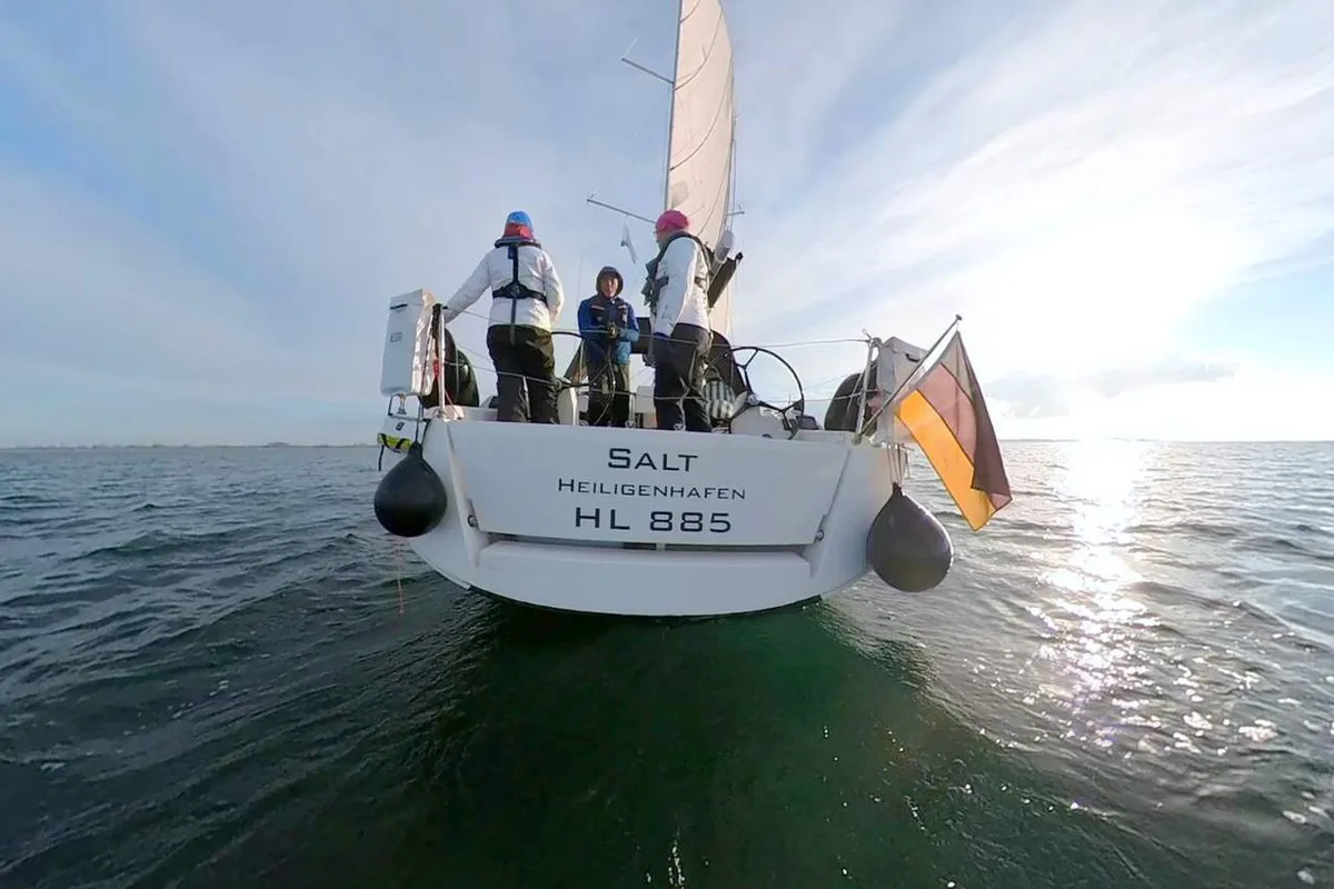 Exterior view of Salt, a Dufour 350 GL sailboat at Flensburg, Germany