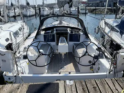 Cockpit of Salt, a Dufour 350 GL sailboat at Flensburg, Germany