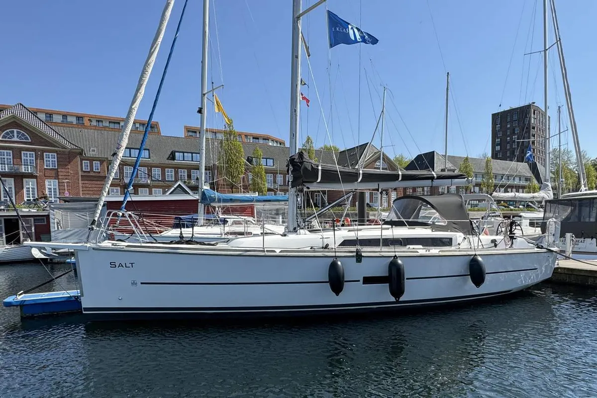 Exterior view of Salt, a Dufour 350 GL sailboat at Flensburg, Germany