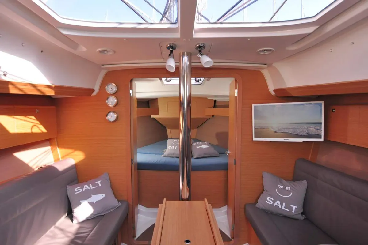 Salon of Salt, a Dufour 350 GL sailboat at Flensburg, Germany