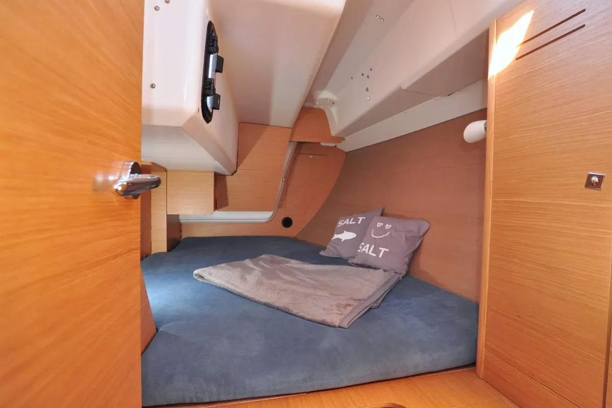 Cabin on Salt, a Dufour 350 GL sailboat at Flensburg, Germany