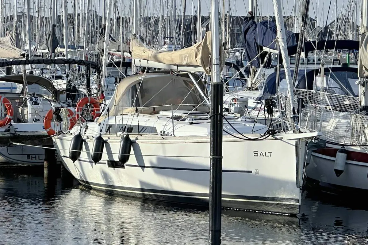 Exterior view of Salt, a Dufour 350 GL sailboat at Flensburg, Germany