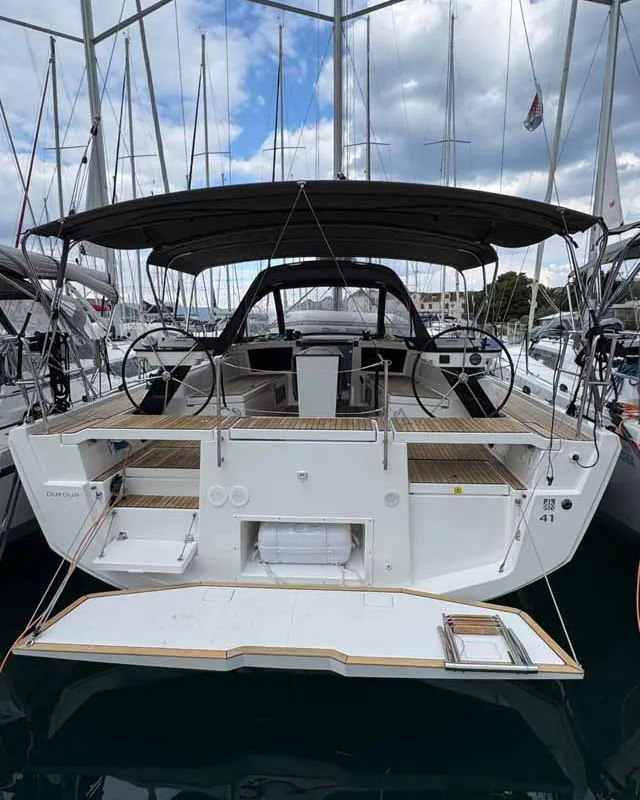 Cockpit of Fuego del Viento, a Dufour 41 sailboat at Grad Trogir, Croatia