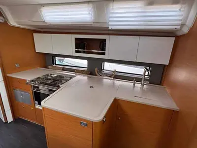 Galley of Fuego del Viento, a Dufour 41 sailboat at Grad Trogir, Croatia