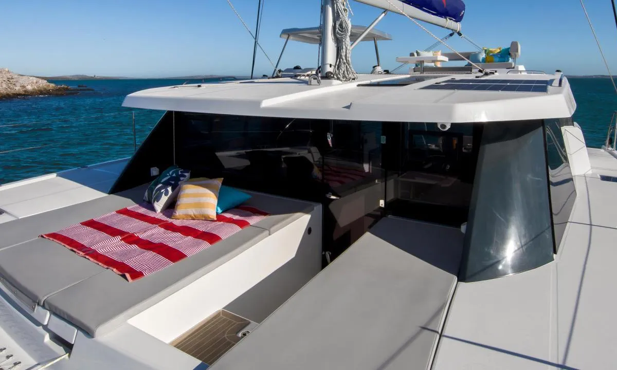 Deck of Moorings 4200/4 Club, a Leopard 42 catamaran at Općina Marina, Croatia