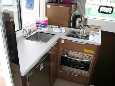 Galley of Wera of Sweden, a Lagoon 40 catamaran at Dubrovnik, Croatia